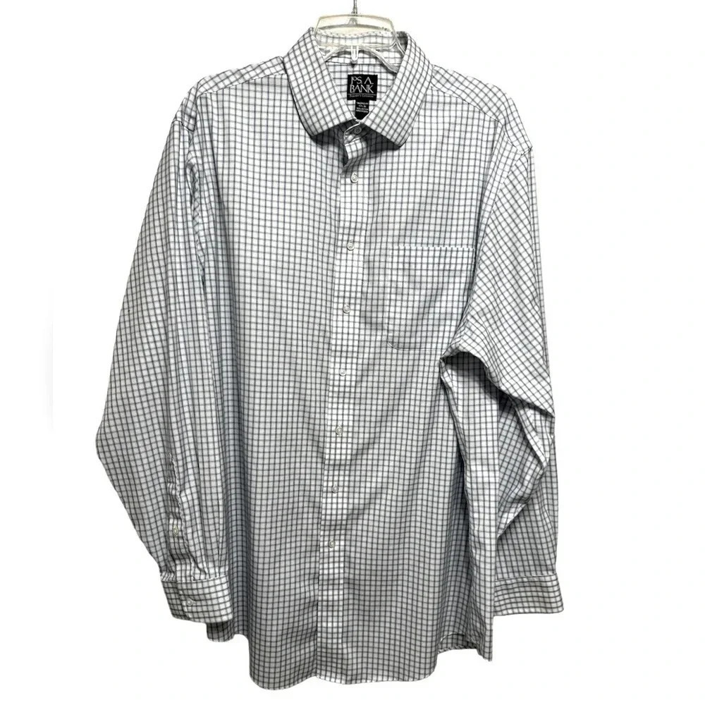 Jos A Banks Signature Collection blue checkered men’s dress shirt. - Picture 1 of 7